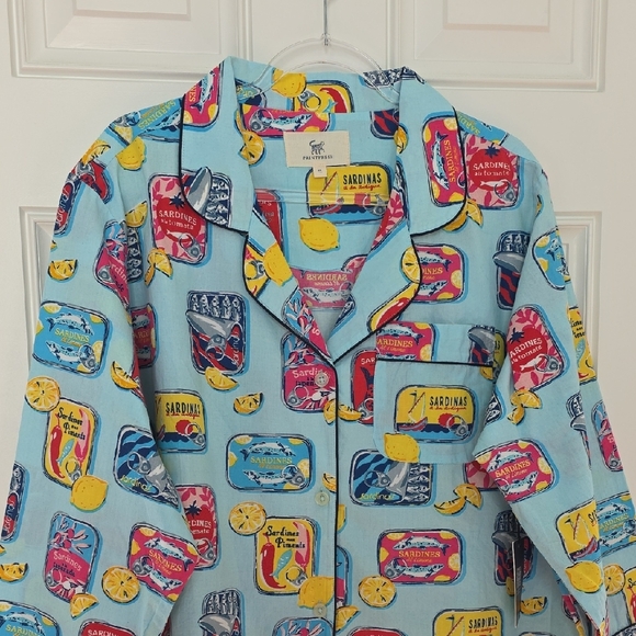 Printfresh Cotton Pajamas Sardine/Lemon Graphic Design.  Size 2X  NWT - Picture 3 of 16